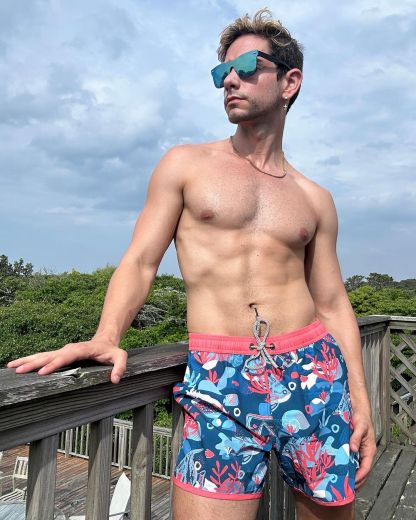 4.5 Inch Inseam Vintage Stretch Great Barrier Swim Trunks-VibeCloset