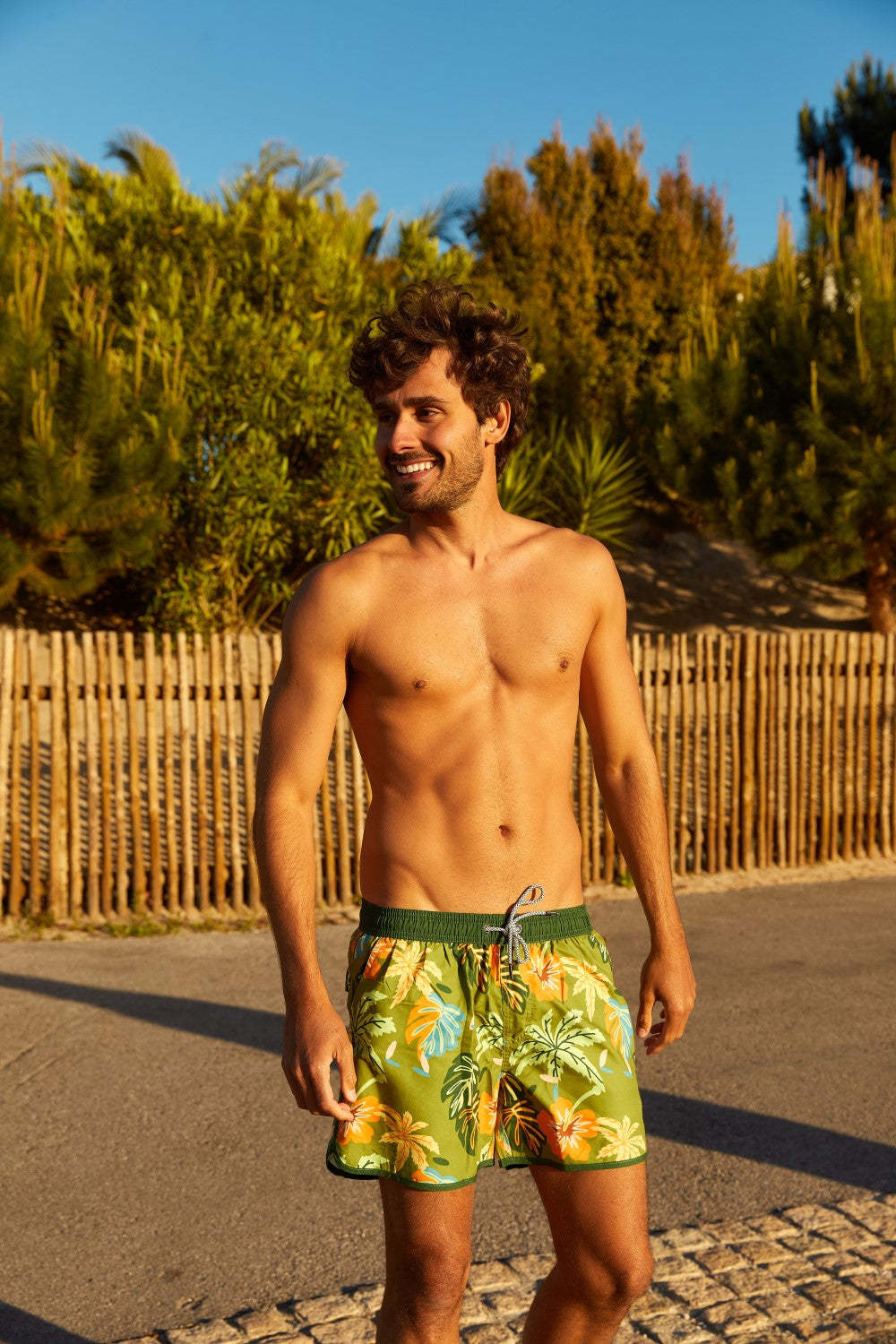 4.5 Inch Inseam Vintage Stretch Green Malaysia Swim Trunks-VibeCloset