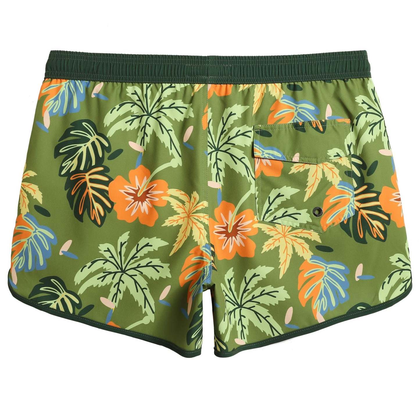 4.5 Inch Inseam Vintage Stretch Green Malaysia Swim Trunks-VibeCloset