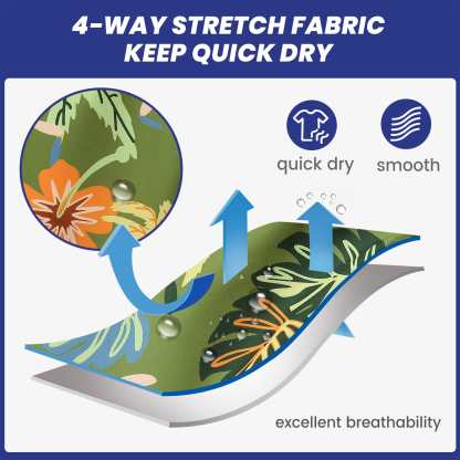 4.5 Inch Inseam Vintage Stretch Green Malaysia Swim Trunks-VibeCloset