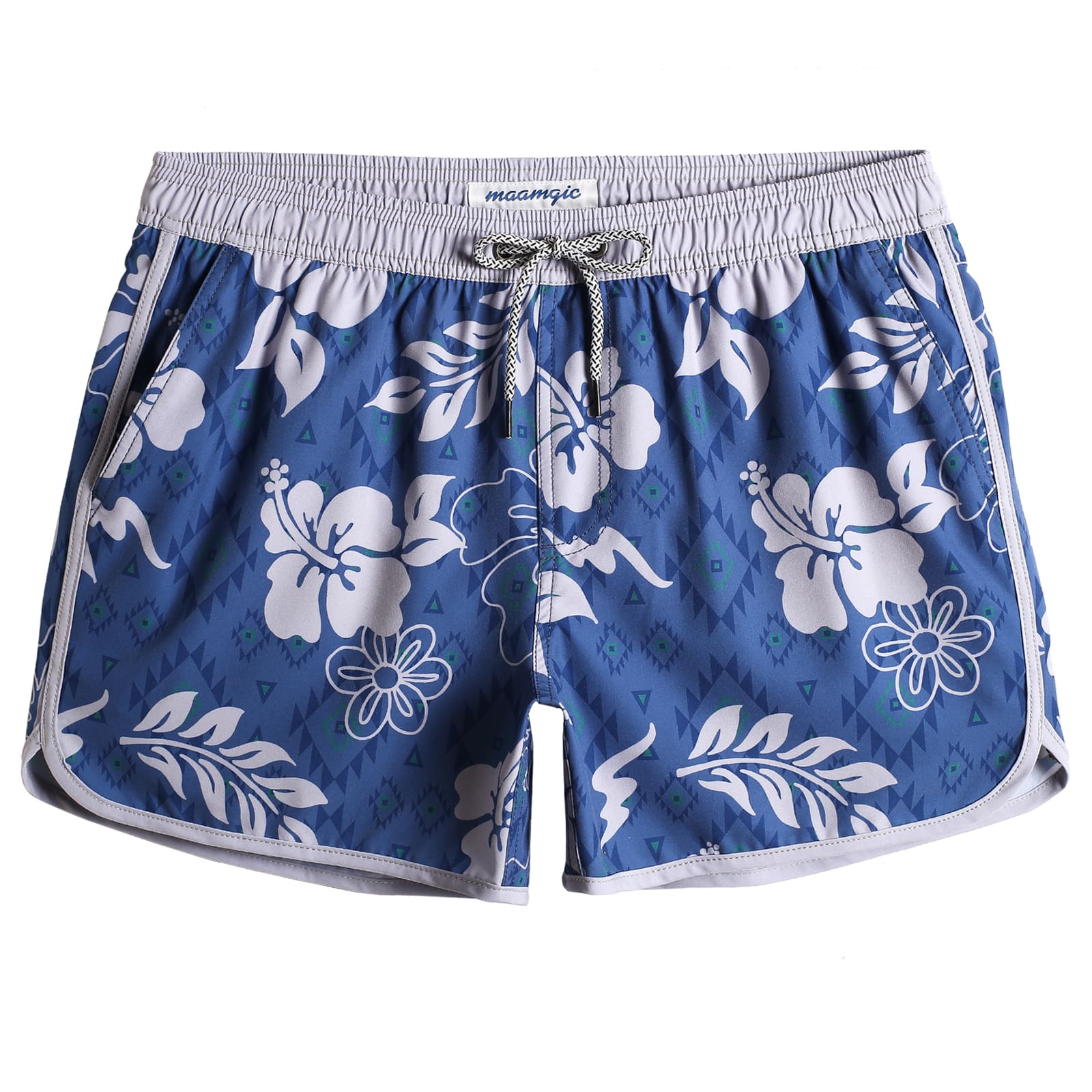 4.5 Inch Inseam Vintage Stretch Icy Floral Swim Trunks-unboundedy