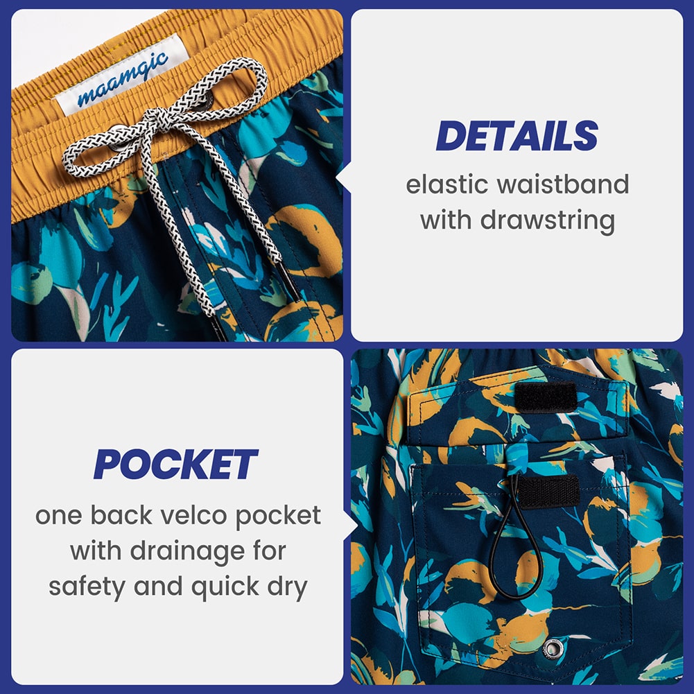 4.5 Inch Inseam Vintage Stretch Navy Bud Swim Trunks-VibeCloset