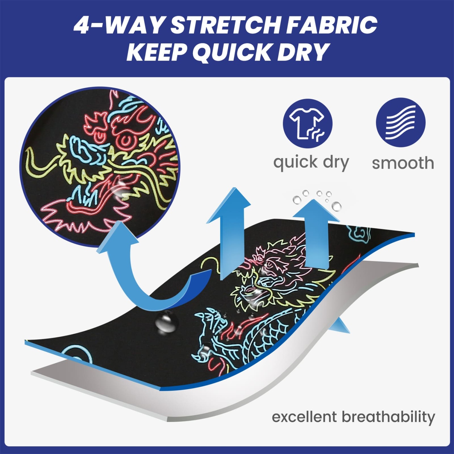 4.5 Inch Inseam Vintage Stretch Neon Dragon Swim Trunks-VibeCloset