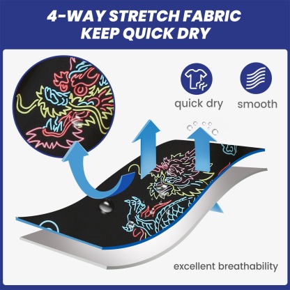 4.5 Inch Inseam Vintage Stretch Neon Dragon Swim Trunks-VibeCloset