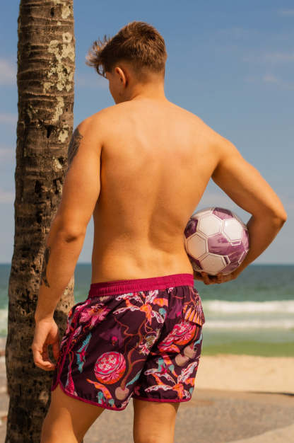 4.5 Inch Inseam Vintage Stretch Night Bat Swim Trunks-VibeCloset