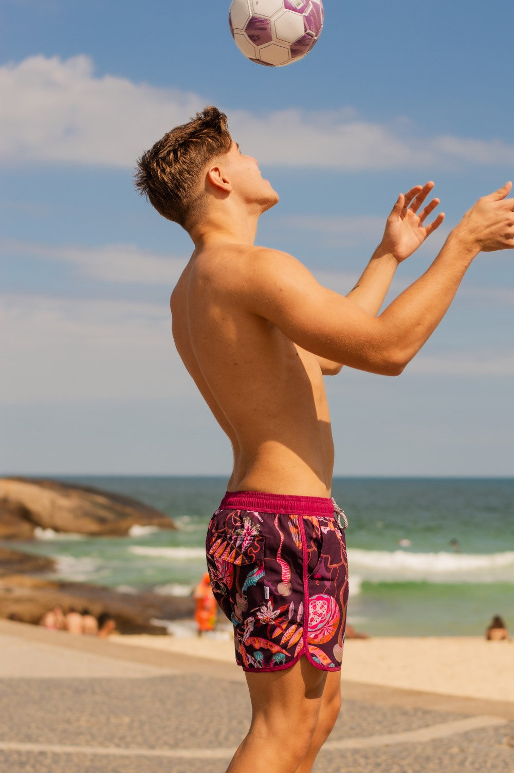 4.5 Inch Inseam Vintage Stretch Night Bat Swim Trunks-VibeCloset
