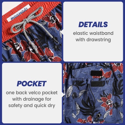 4.5 Inch Inseam Vintage Stretch Night Elf Flower Swim Trunks-VibeCloset