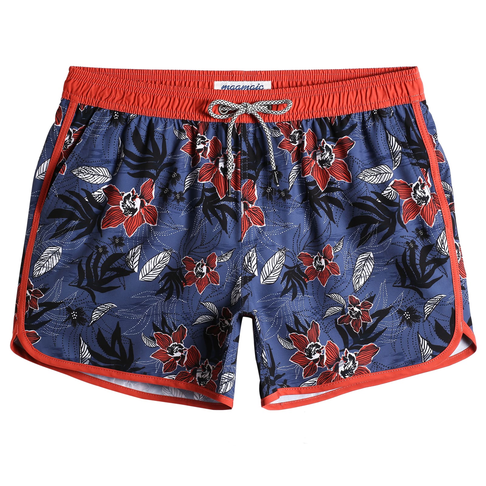 4.5 Inch Inseam Vintage Stretch Night Elf Flower Swim Trunks-VibeCloset