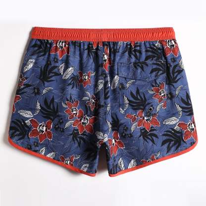 4.5 Inch Inseam Vintage Stretch Night Elf Flower Swim Trunks-VibeCloset