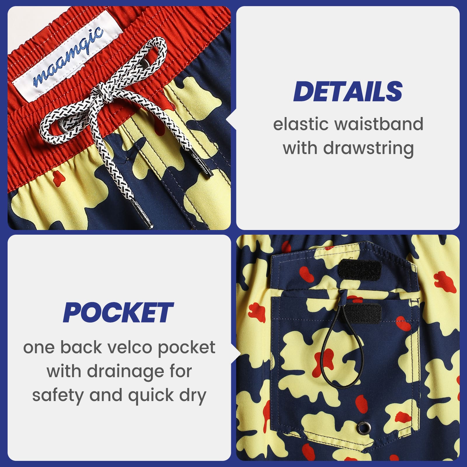 4.5 Inch Inseam Vintage Stretch Omelette Flower Swim Trunks-VibeCloset