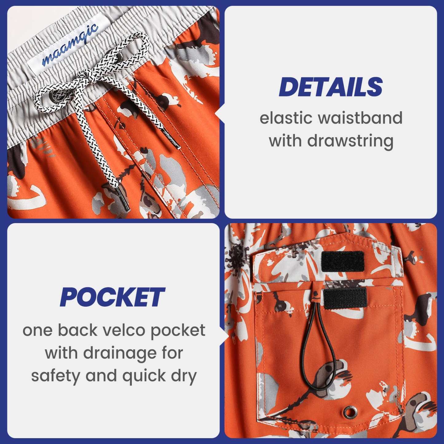 4.5 Inch Inseam Vintage Stretch Pear Blossom Swim Trunks-VibeCloset