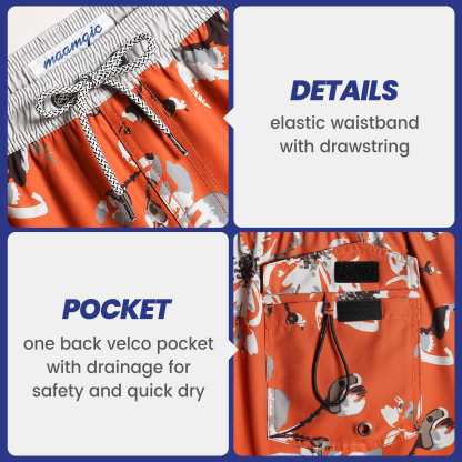 4.5 Inch Inseam Vintage Stretch Pear Blossom Swim Trunks-VibeCloset