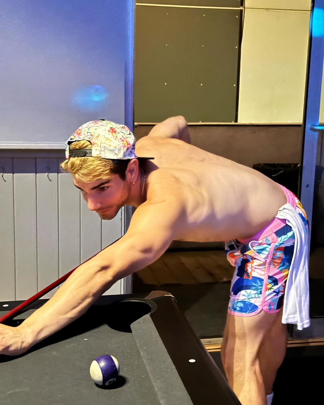 4.5 Inch Inseam Vintage Stretch Pink 1970 Swim Trunks-VibeCloset