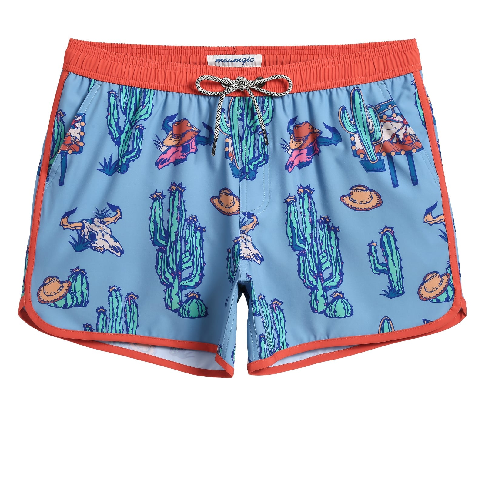 4.5 Inch Inseam Vintage Stretch Red Dead Swim Trunks-VibeCloset