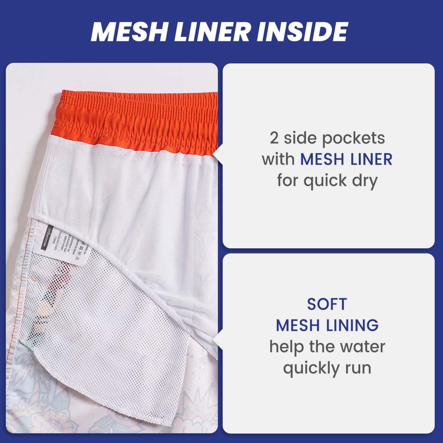 4.5 Inch Inseam Vintage Stretch White Circus Swim Trunks-VibeCloset