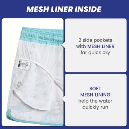 4.5 Inch Inseam Vintage Stretch White Circus Swim Trunks-VibeCloset