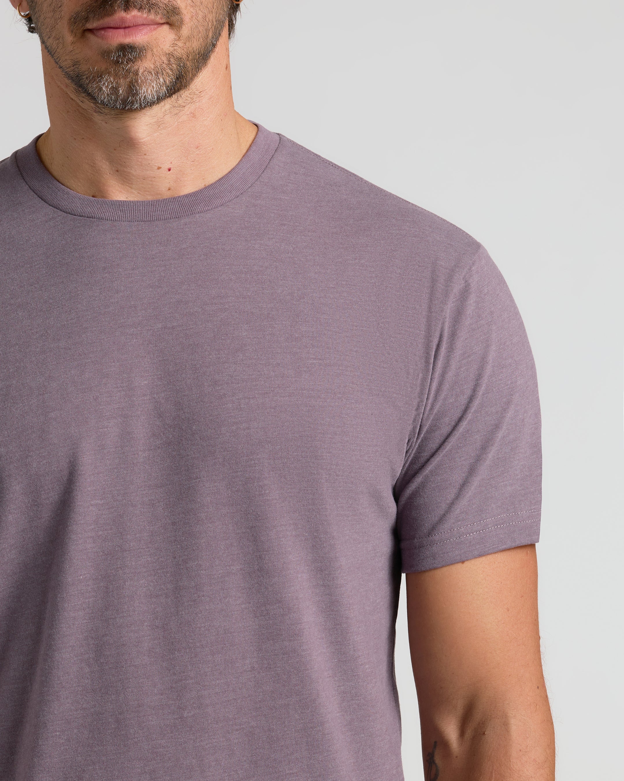 Dark Heather Amethyst Short Sleeve Crew Neck Tee-VibeCloset