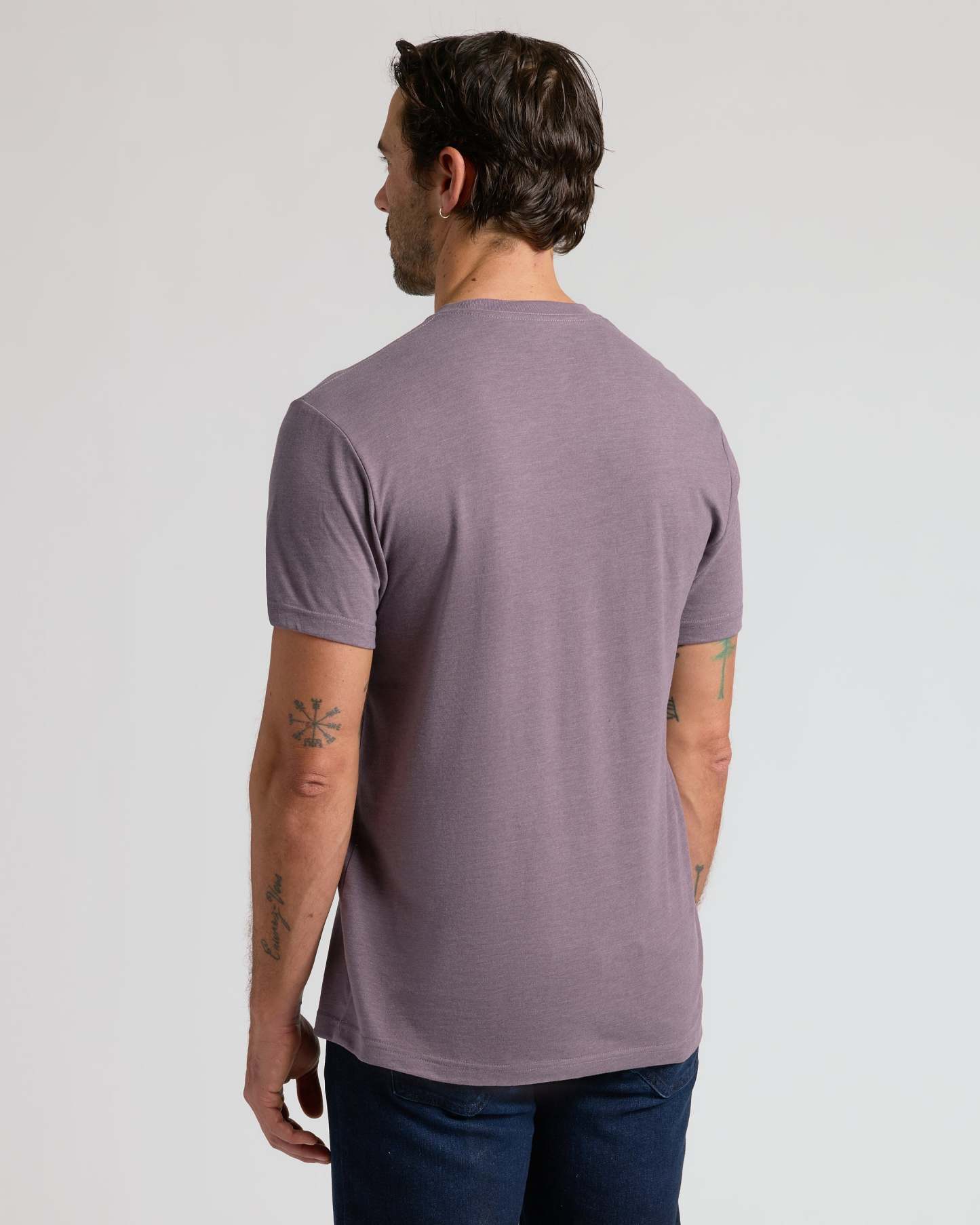 Dark Heather Amethyst Short Sleeve Crew Neck Tee-VibeCloset