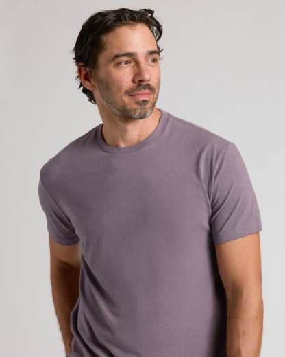 Dark Heather Amethyst Short Sleeve Crew Neck Tee-VibeCloset