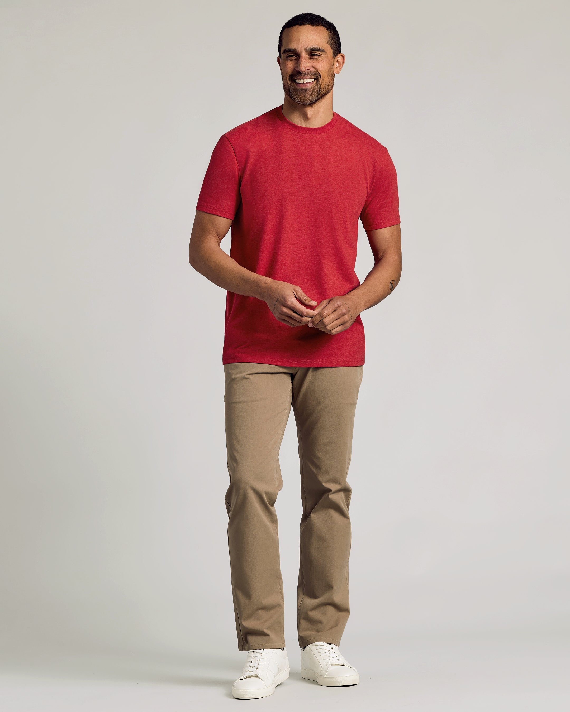 Dark Heather Lava Short Sleeve Crew Neck Tee-VibeCloset