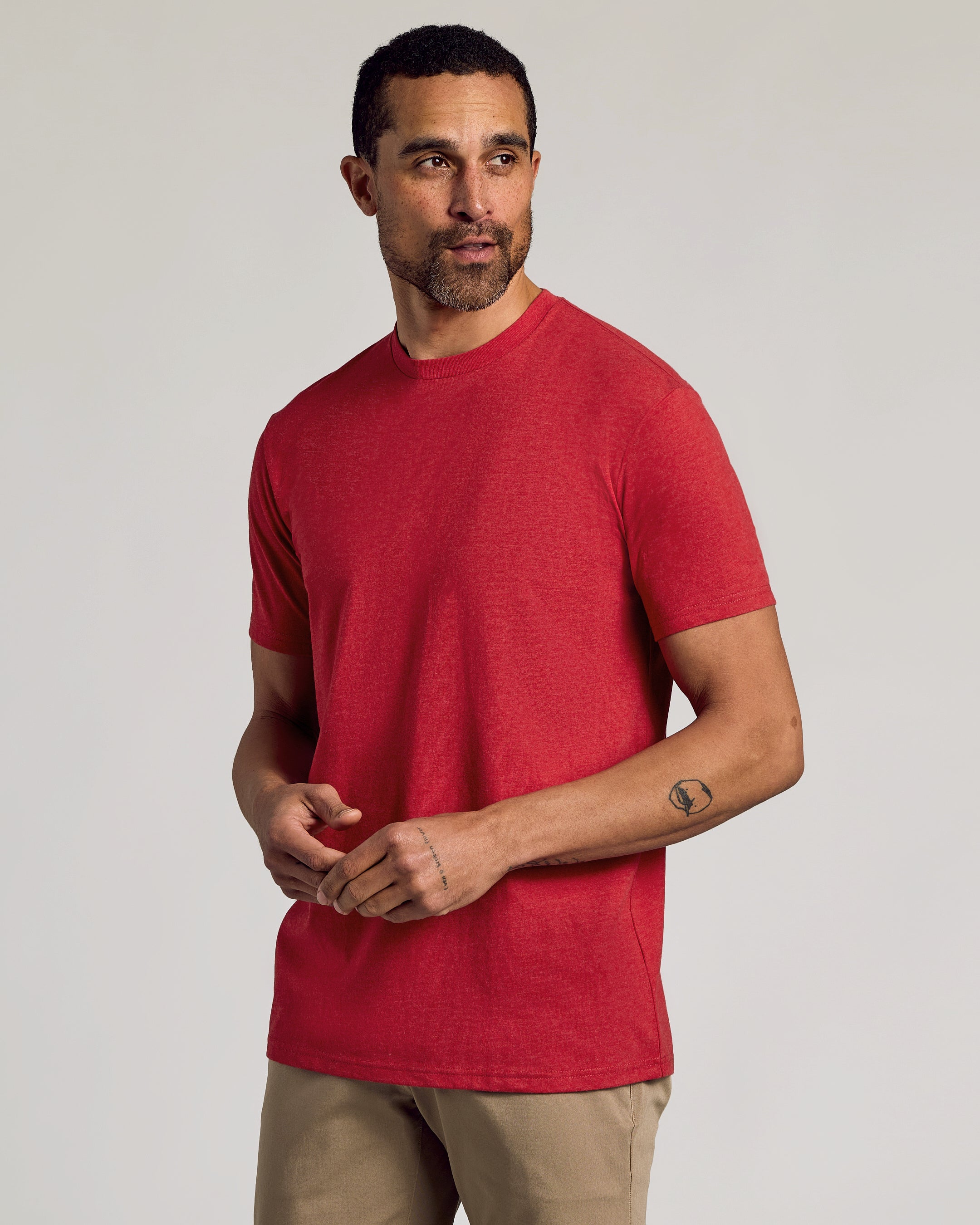 Dark Heather Lava Short Sleeve Crew Neck Tee-VibeCloset