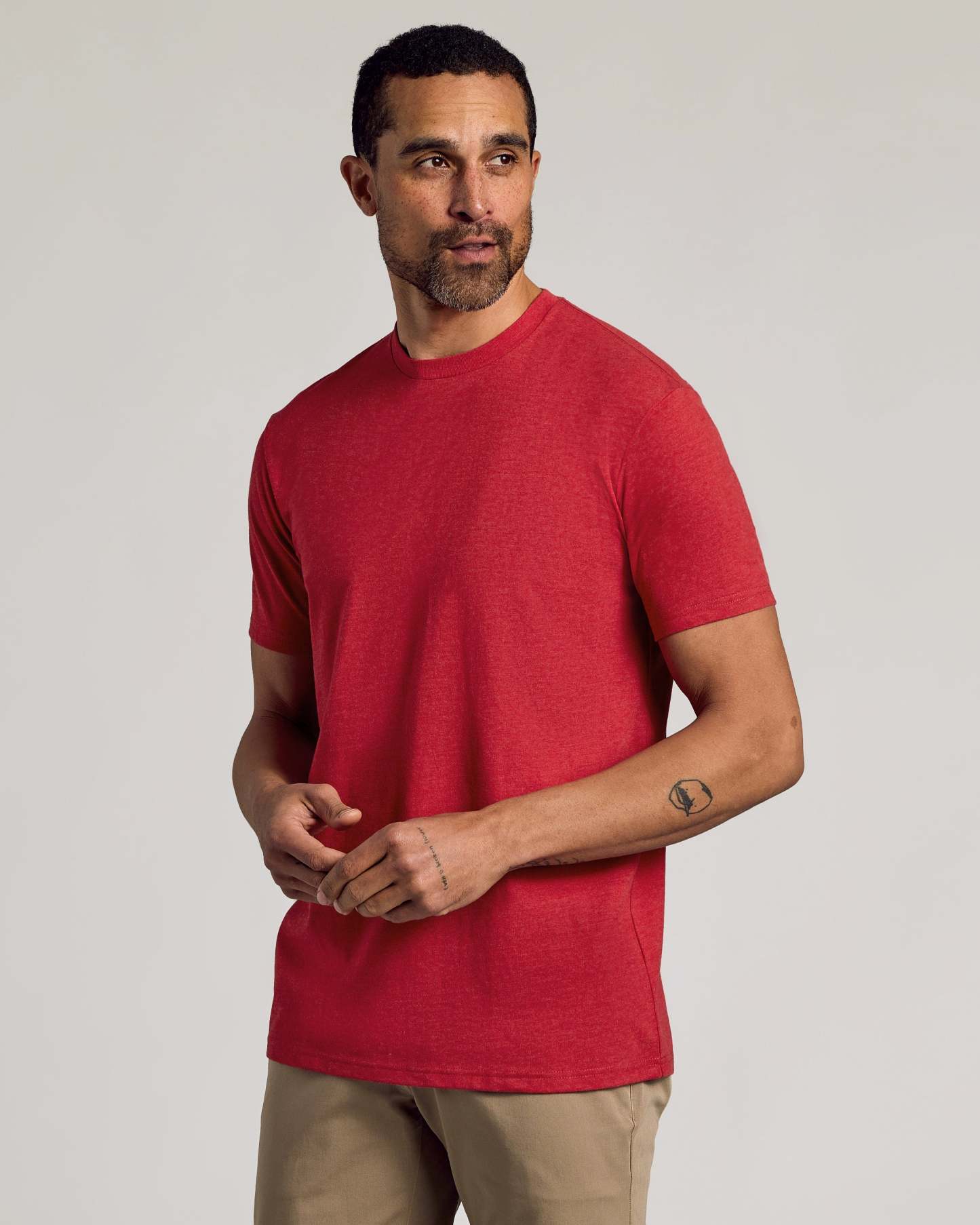 Dark Heather Lava Short Sleeve Crew Neck Tee-VibeCloset