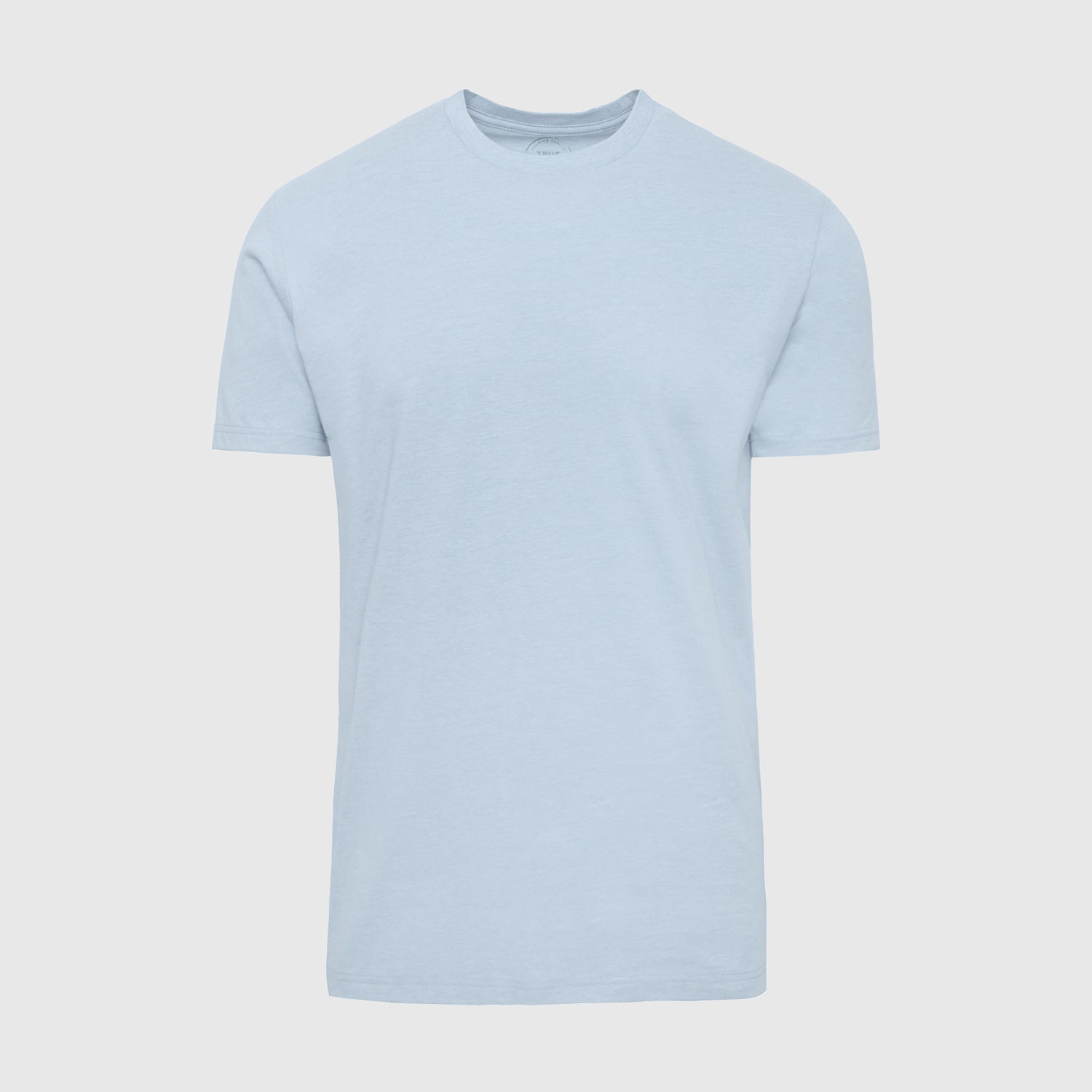Heather Pale Blue Short Sleeve Crew Neck Tee-VibeCloset