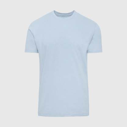 Heather Pale Blue Short Sleeve Crew Neck Tee-VibeCloset