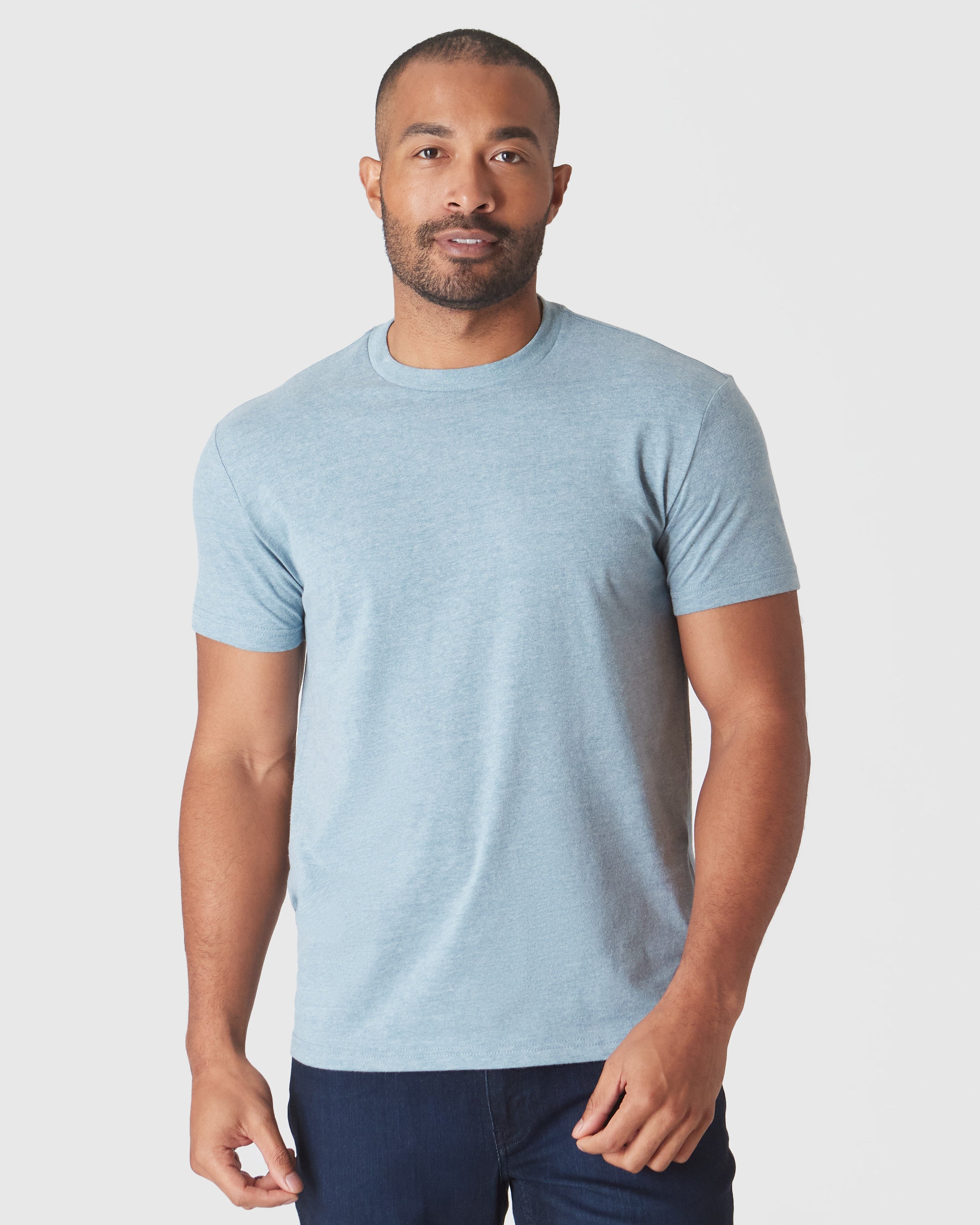 Heather Sapphire Short Sleeve Crew Neck Tee-VibeCloset
