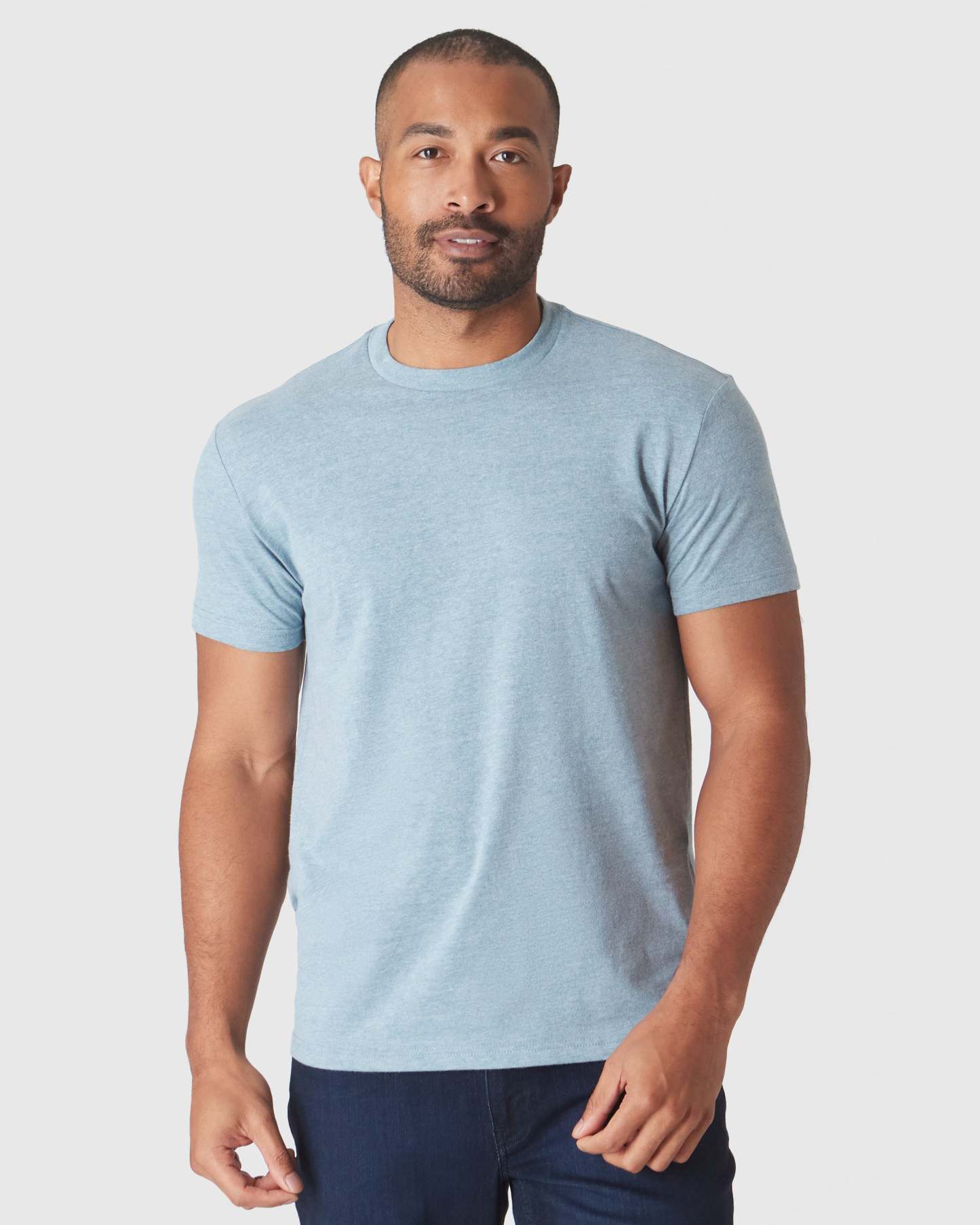 Heather Sapphire Short Sleeve Crew Neck Tee-VibeCloset