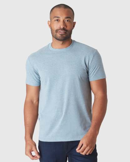Heather Sapphire Short Sleeve Crew Neck Tee-VibeCloset