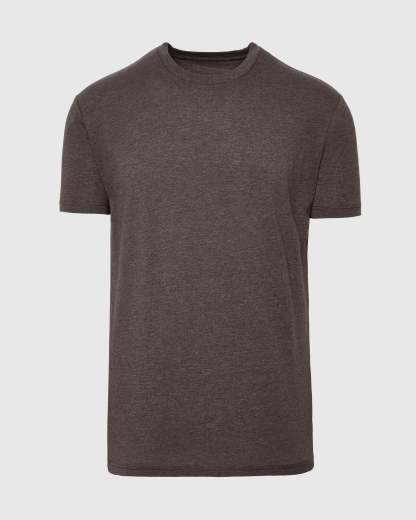Heather Dark Oak Short Sleeve Crew Neck Tee-VibeCloset