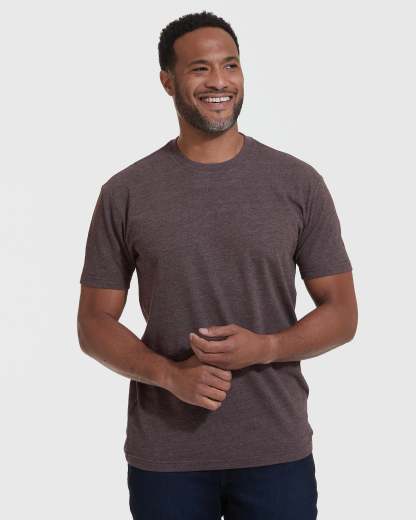 Heather Dark Oak Short Sleeve Crew Neck Tee-VibeCloset