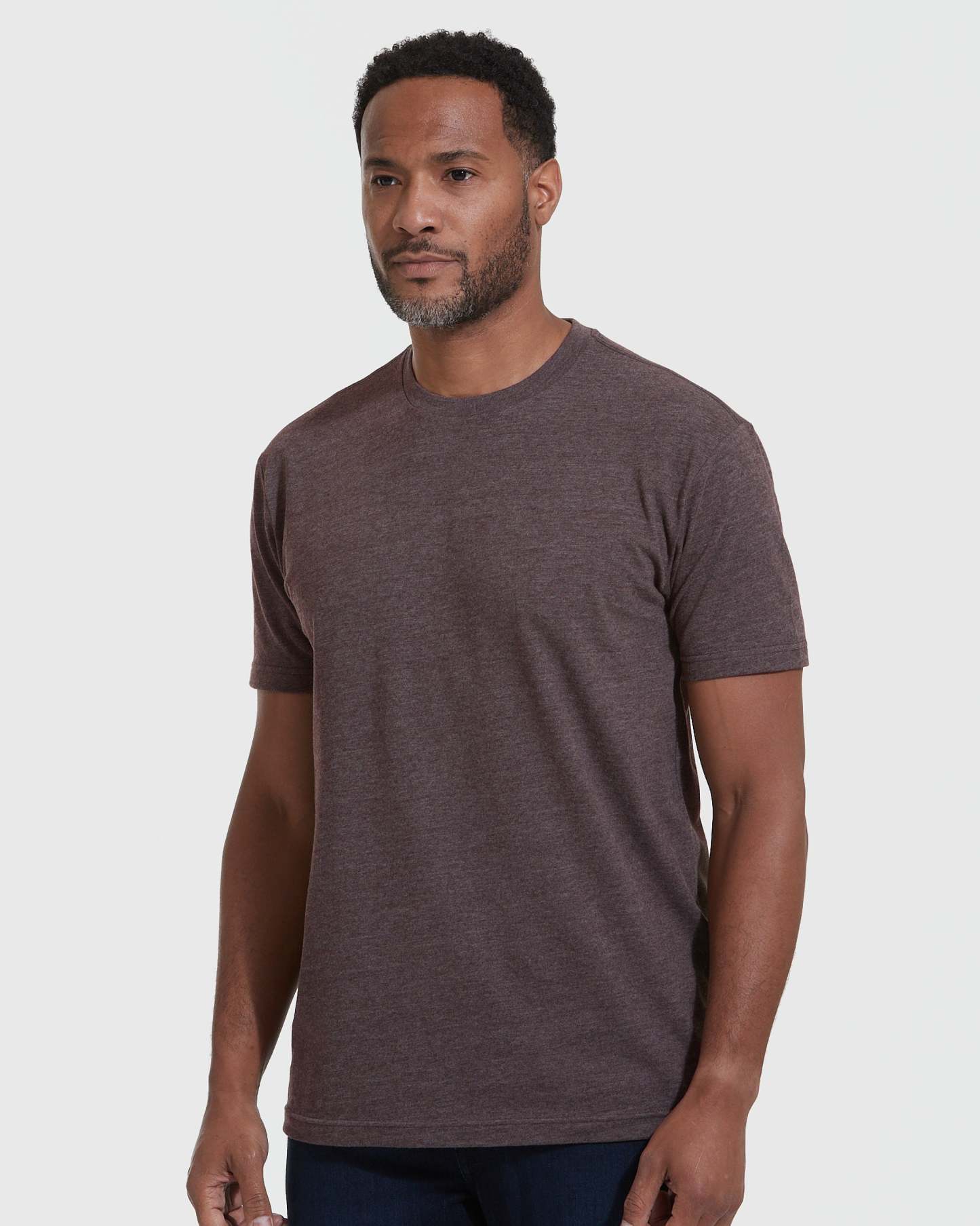 Heather Dark Oak Short Sleeve Crew Neck Tee-VibeCloset