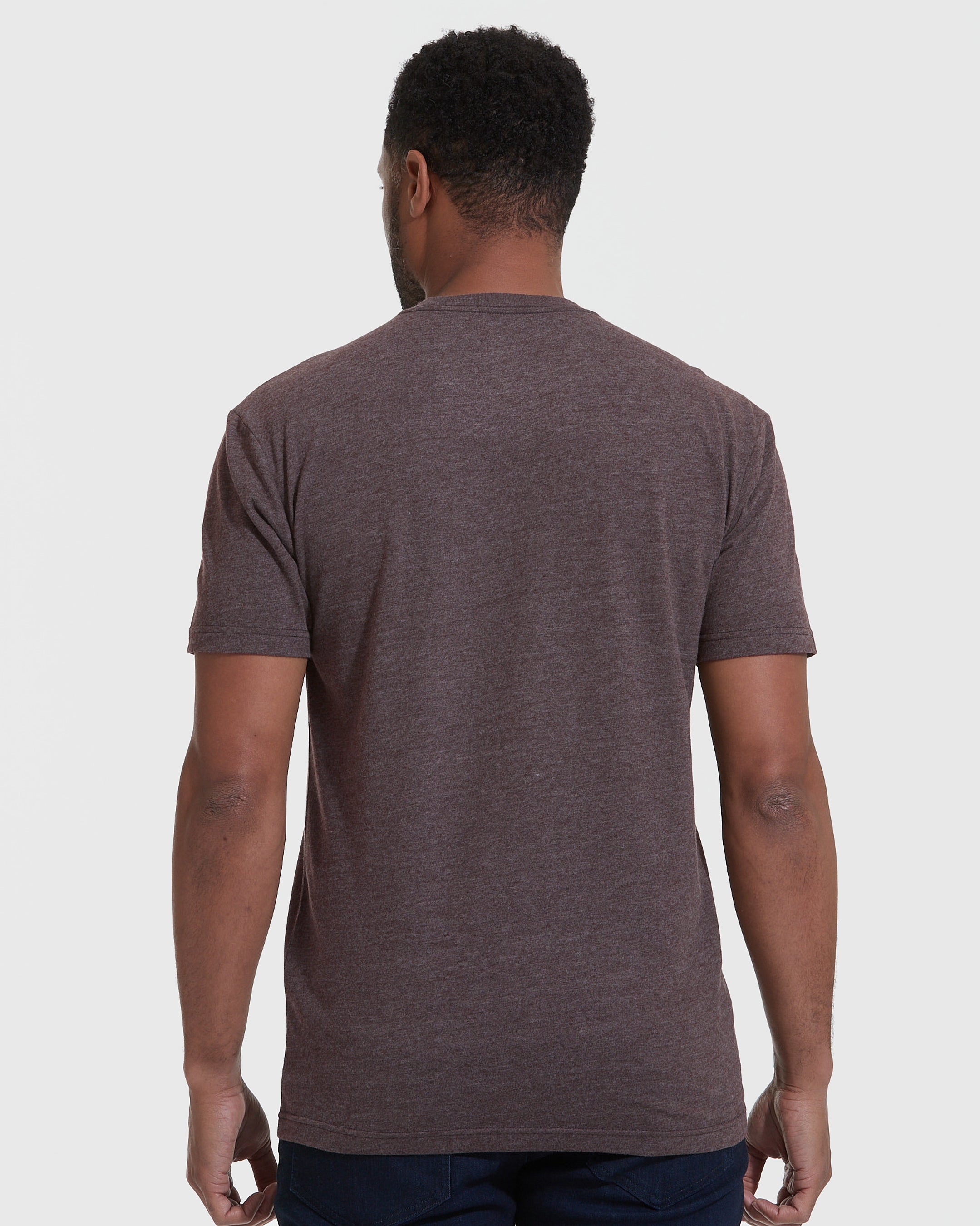 Heather Dark Oak Short Sleeve Crew Neck Tee-VibeCloset