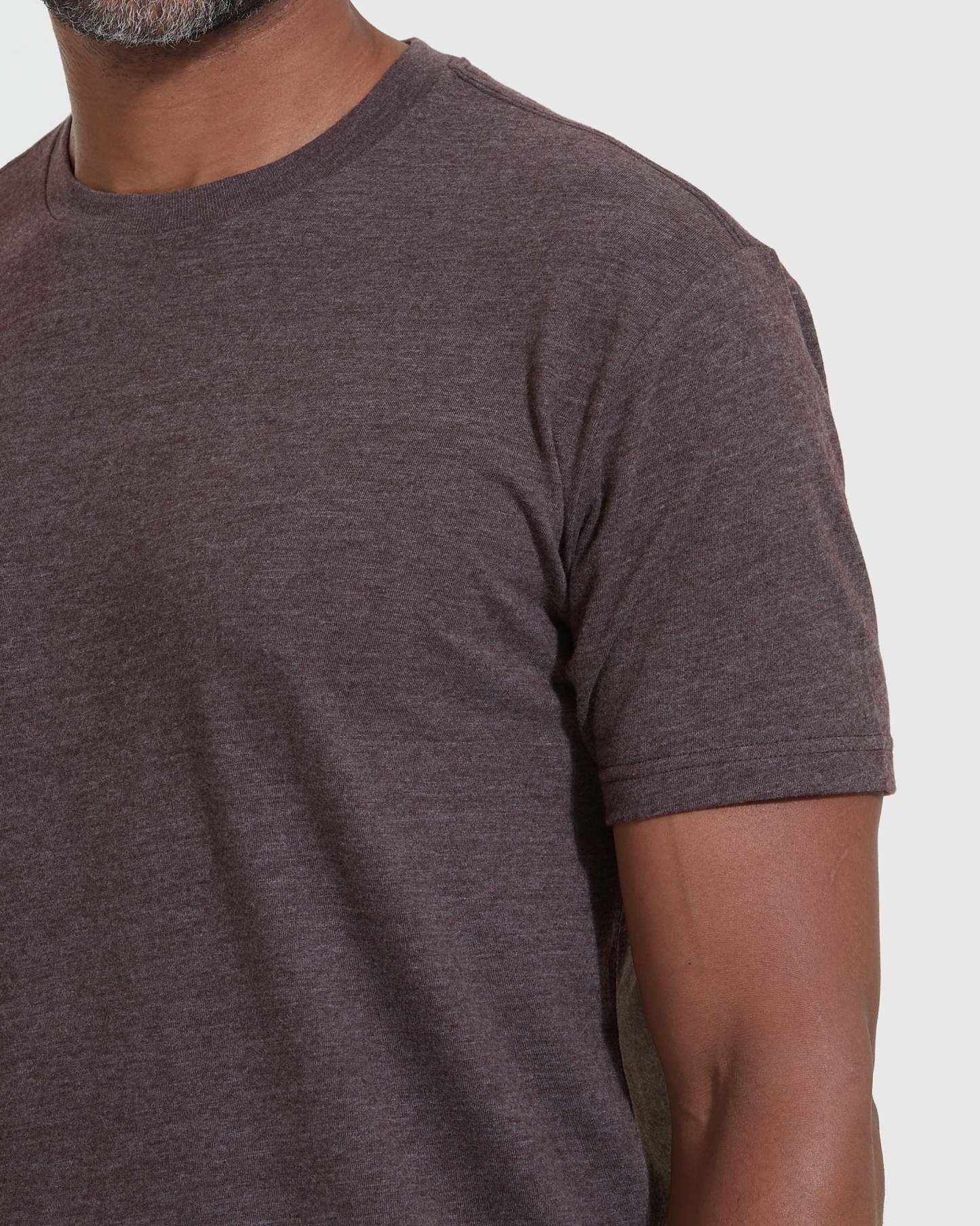 Heather Dark Oak Short Sleeve Crew Neck Tee-VibeCloset