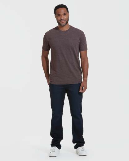 Heather Dark Oak Short Sleeve Crew Neck Tee-VibeCloset