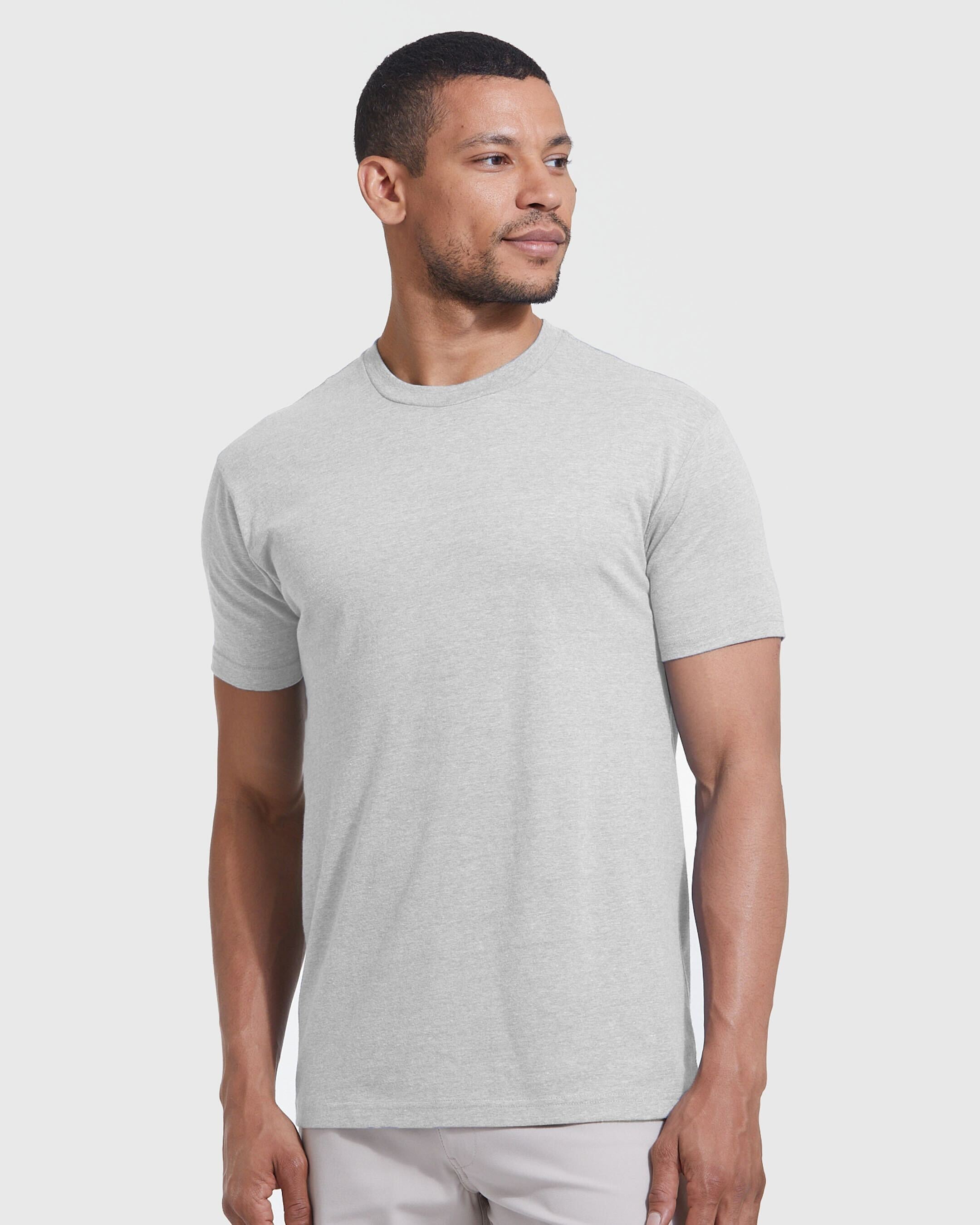 Light Heather Gray Short Sleeve Crew Neck Tee-VibeCloset