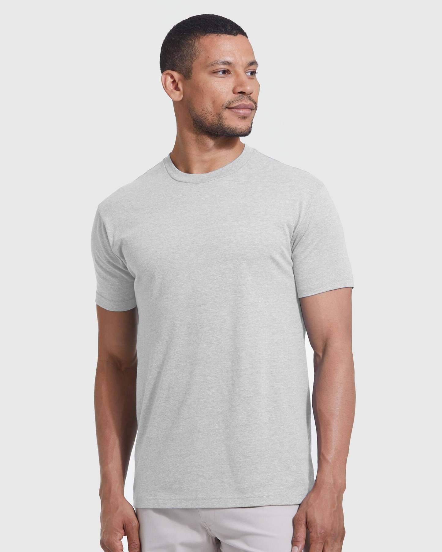 Light Heather Gray Short Sleeve Crew Neck Tee-VibeCloset