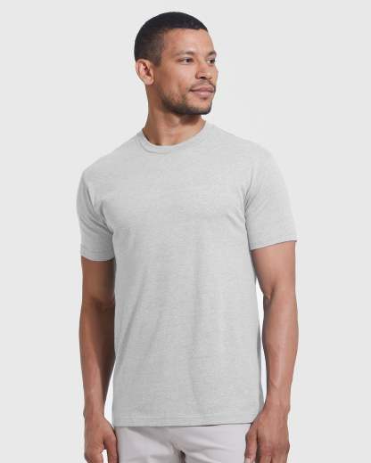 Light Heather Gray Short Sleeve Crew Neck Tee-VibeCloset