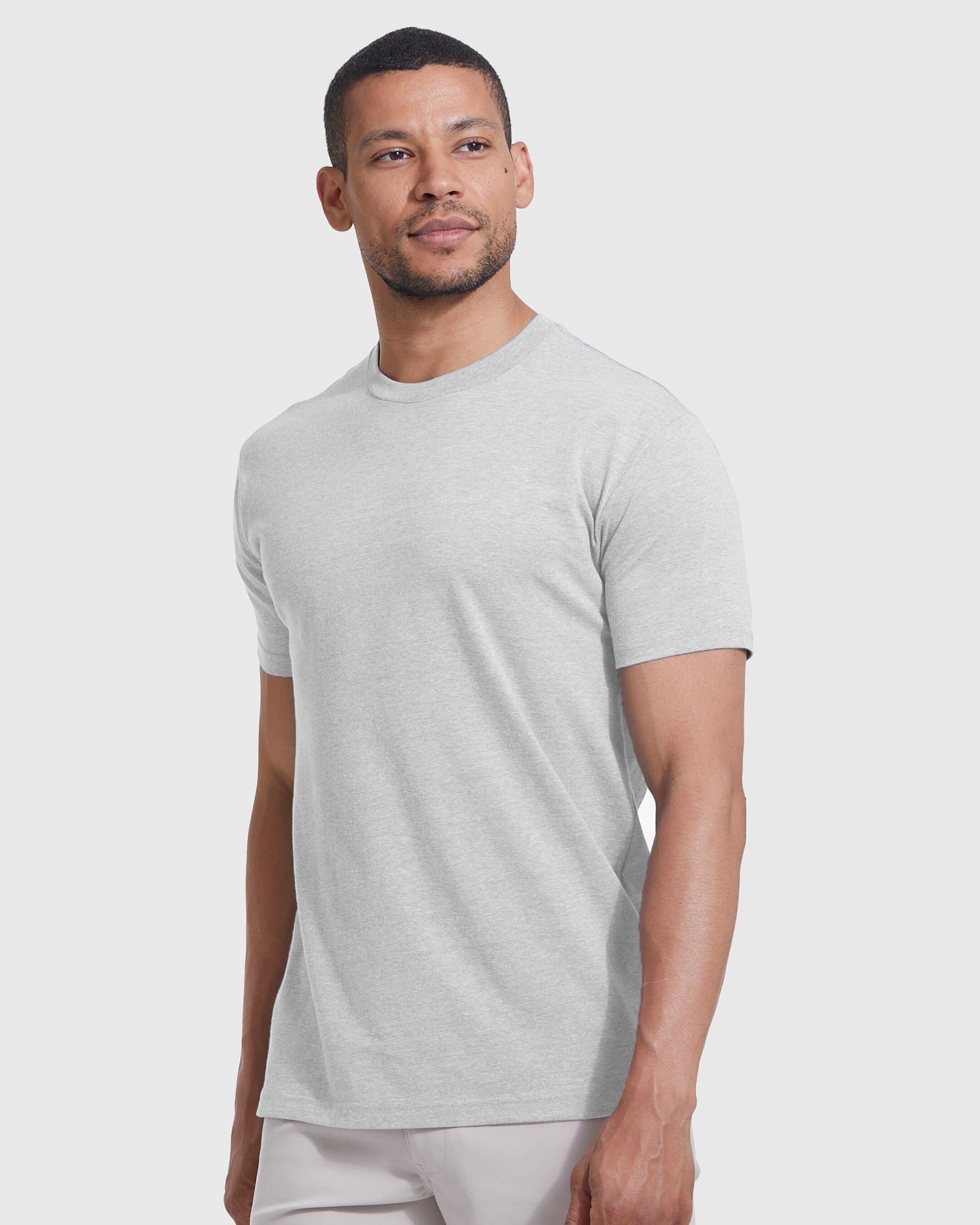Light Heather Gray Short Sleeve Crew Neck Tee-VibeCloset