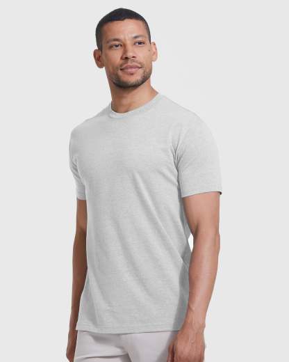 Light Heather Gray Short Sleeve Crew Neck Tee-VibeCloset