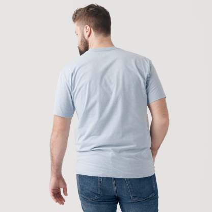 Heather Pale Blue Short Sleeve Crew Neck Tee-VibeCloset