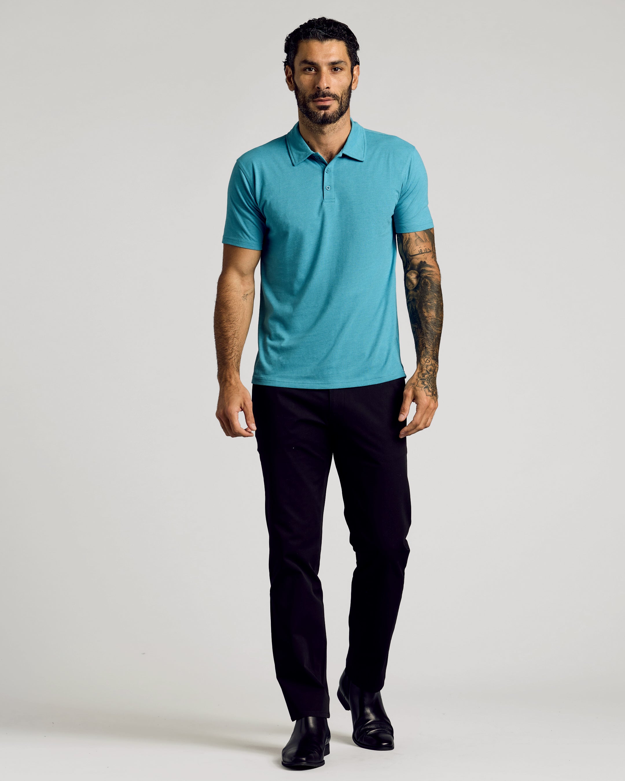 Dark Heather Harbor Short Sleeve Polo-VibeCloset