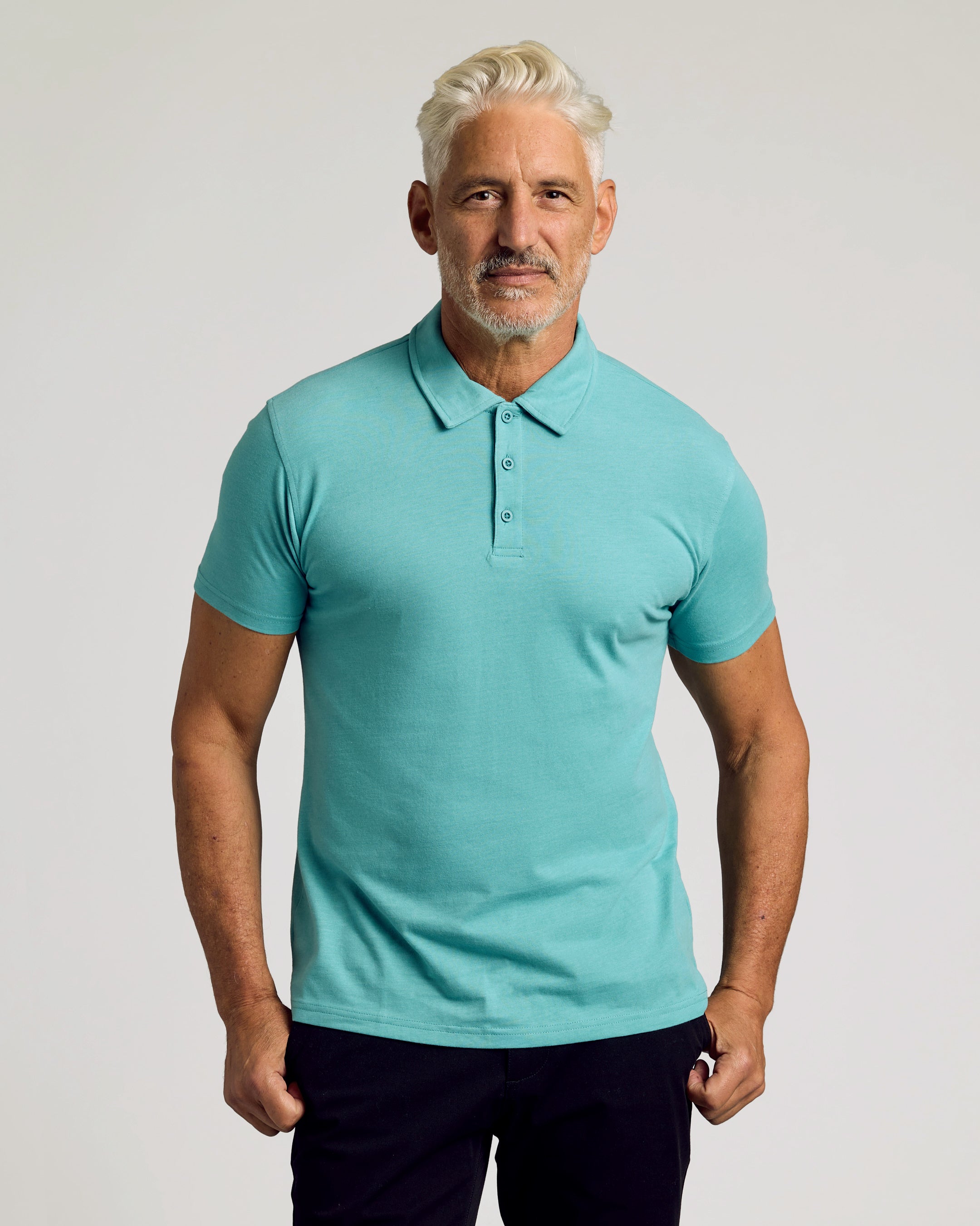 Dark Heather Oceanic Short Sleeve Polo-VibeCloset