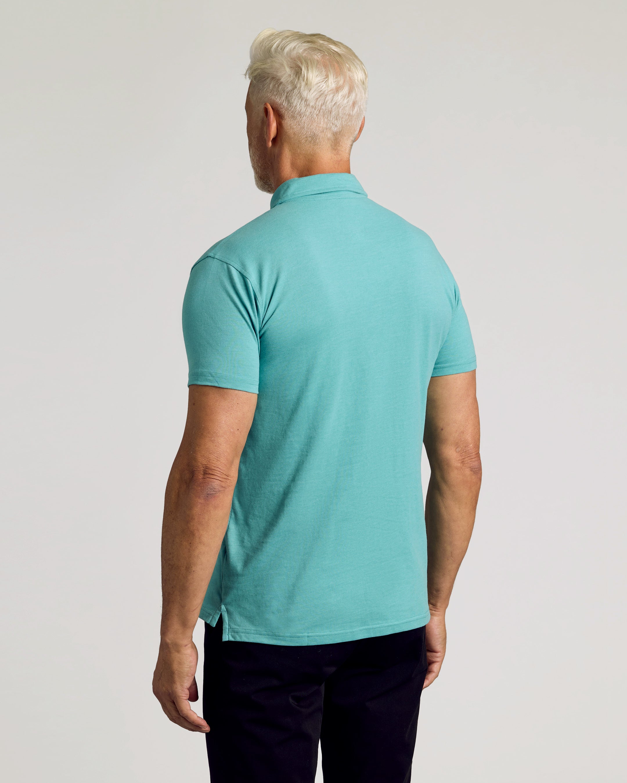 Dark Heather Oceanic Short Sleeve Polo-VibeCloset