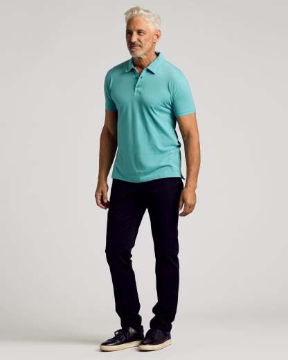 Dark Heather Oceanic Short Sleeve Polo-VibeCloset