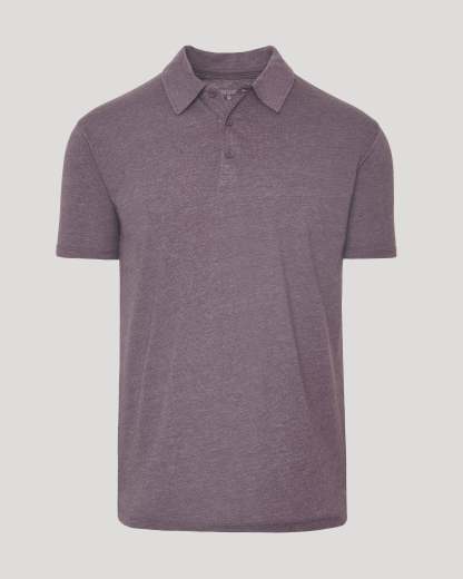Dark Heather Amethyst Short Sleeve Polo-VibeCloset