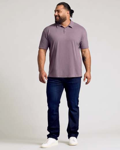 Dark Heather Amethyst Short Sleeve Polo-VibeCloset