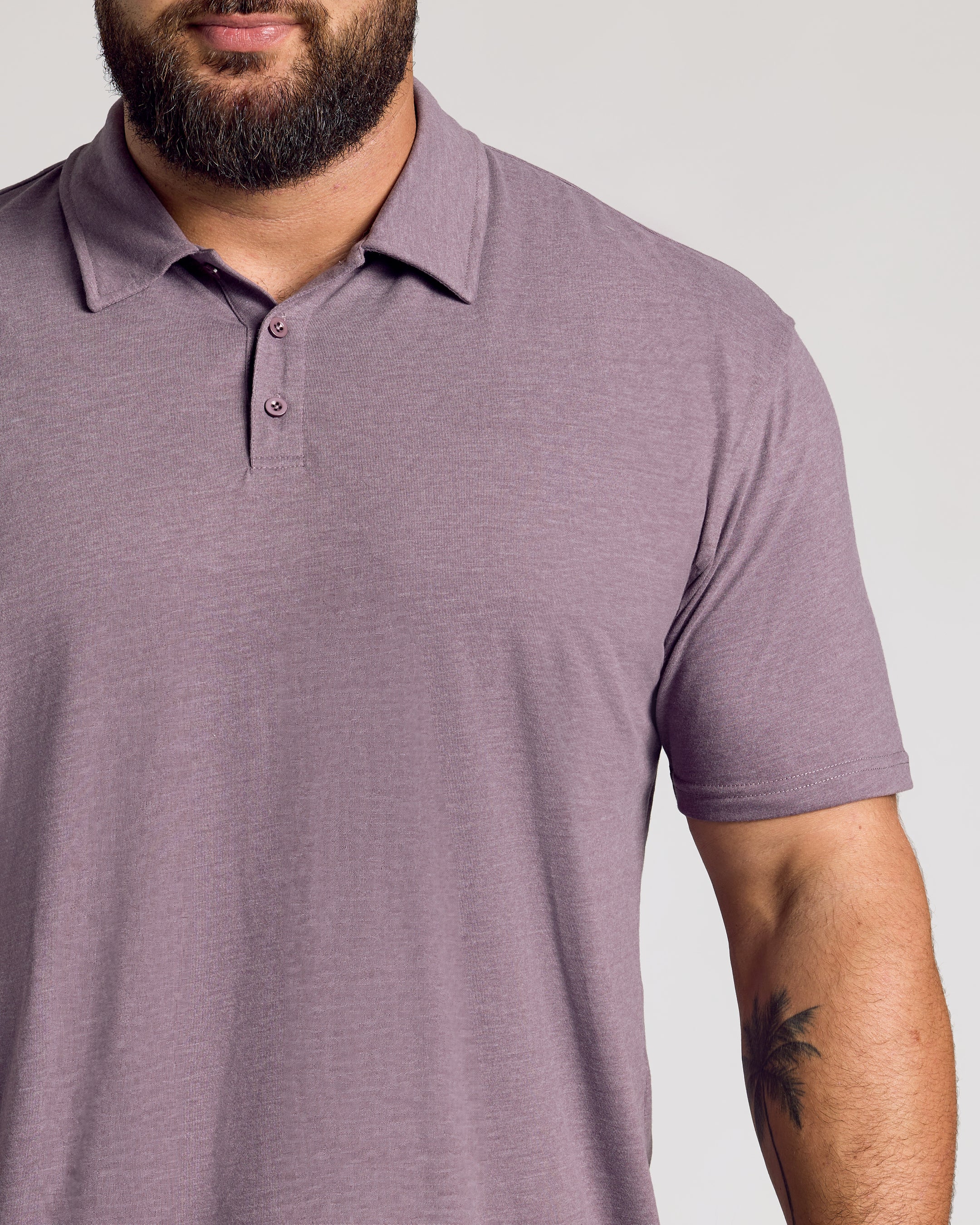 Dark Heather Amethyst Short Sleeve Polo-VibeCloset
